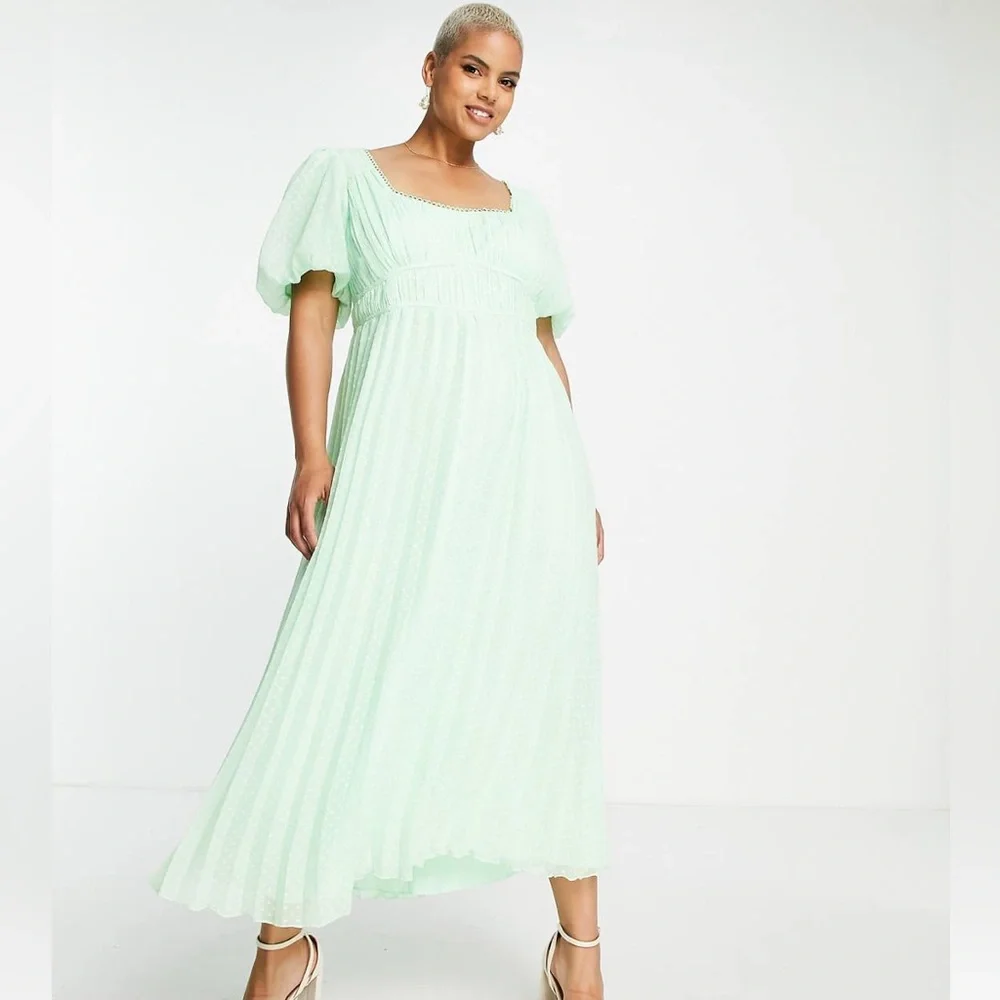 ASOS PLEATED MAXI DRESS     LIKE NEW - Picture 2 of 12